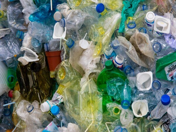 An image showing a heap of plastic waste collected for recycling